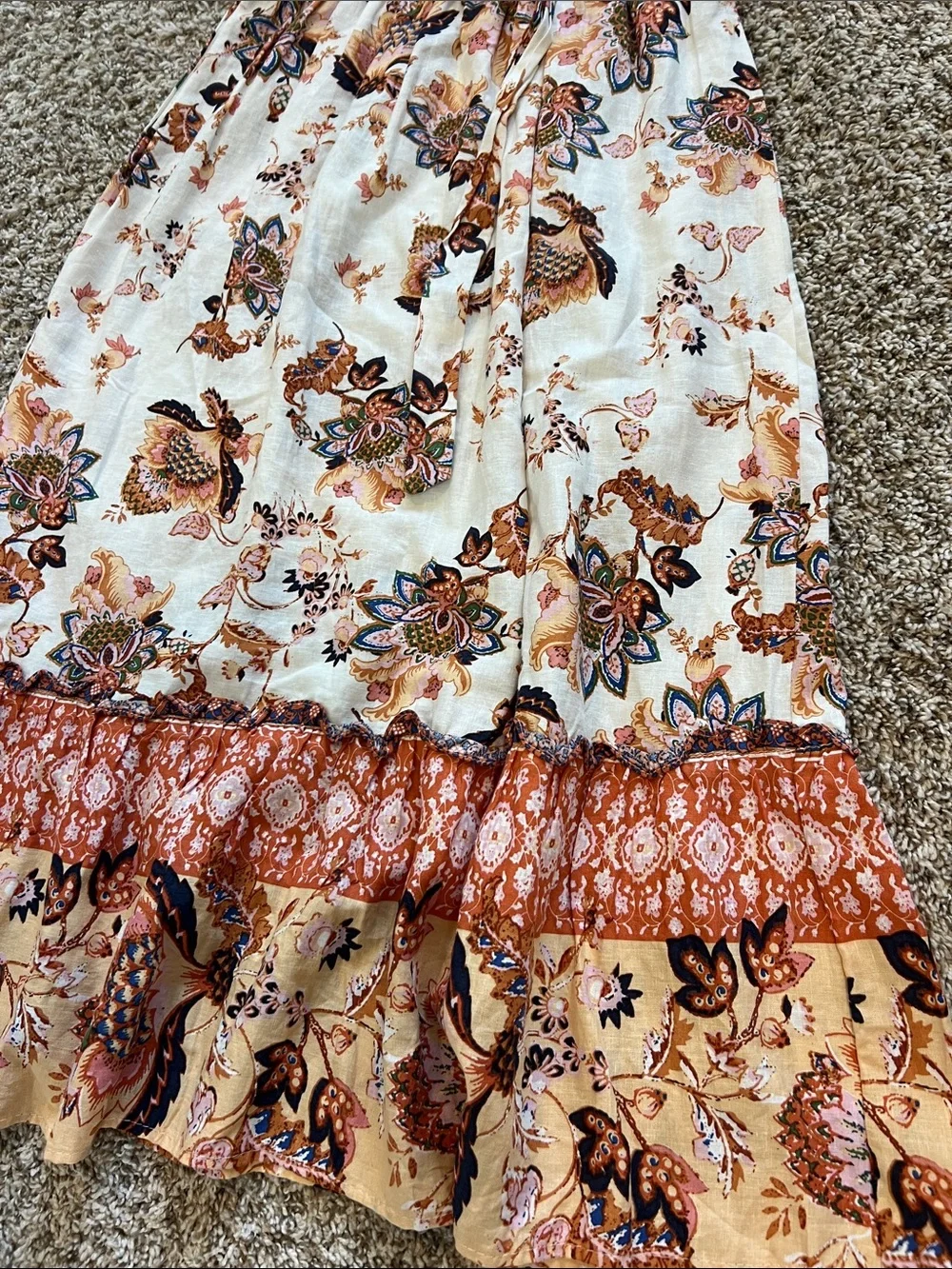 NWT! RACHEL by Rachel Roy Belted, Floral, Tiered Midi Skirt Size M